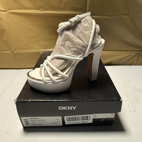 Dkny Women's Delicia Strappy Knotted Platform Sandals White Size 6.5 NEW - Picture 4 of 10